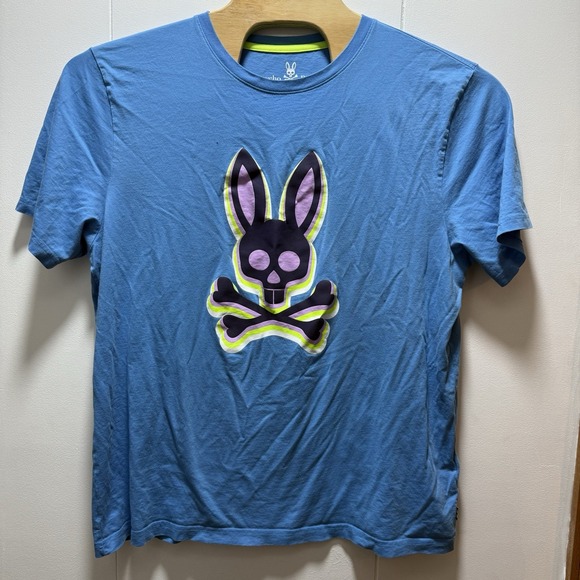 Psycho Bunny Other - Psycho Bunny Men's Blue Bunny Graphic Crew-Neck T-Shirt Pima Cotton Size 8/2XL